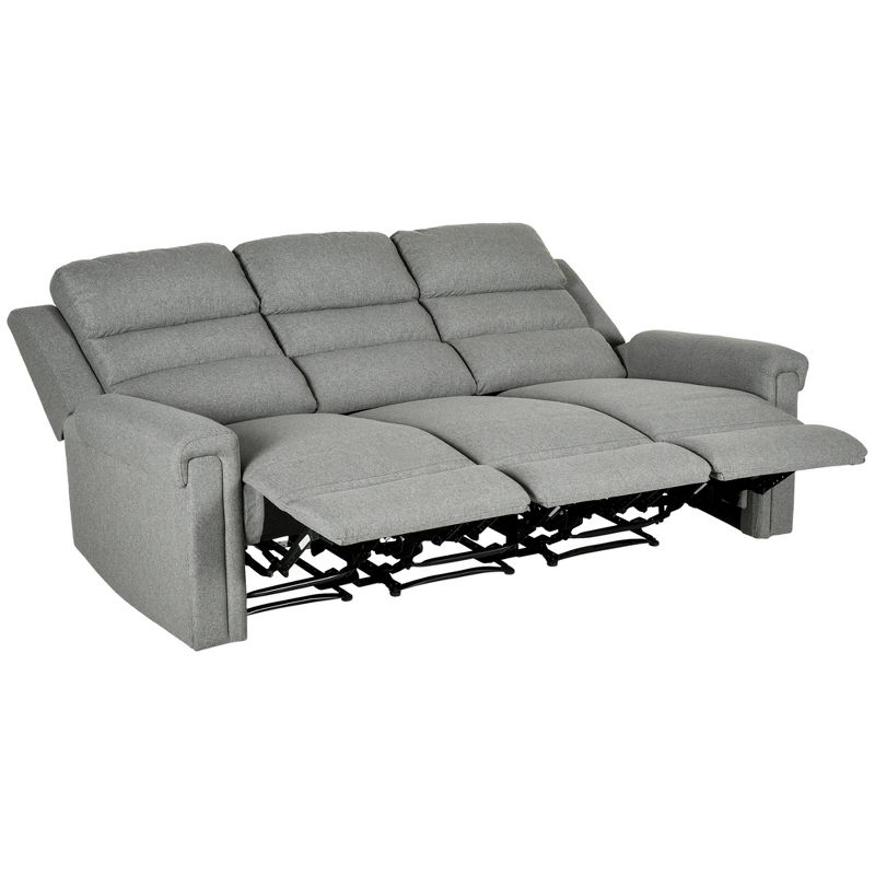 HOMCOM Recliner Sofa Couch with Easy Pull Handles and Adjustable Footrest, 3 Seater Sofa Modern Couch, 5 of 8
