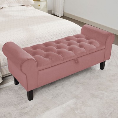 Hyleory Tufted Velvet Upholstered Storage Bench