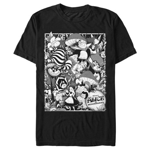 Men s Alice In Wonderland Grayscale Character Poster T shirt Target