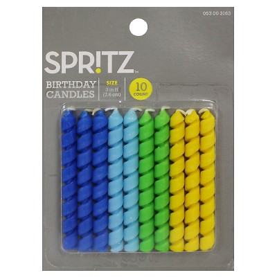 10ct Birthday Candle Twist Blue/Green - Spritz&#8482;