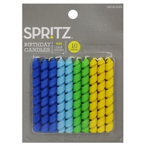 10ct Birthday Candle Twist Blue/Green - Spritz™: Multicolor Wax Cake Candles, 3" Height, 10 Pieces - 1 of 1