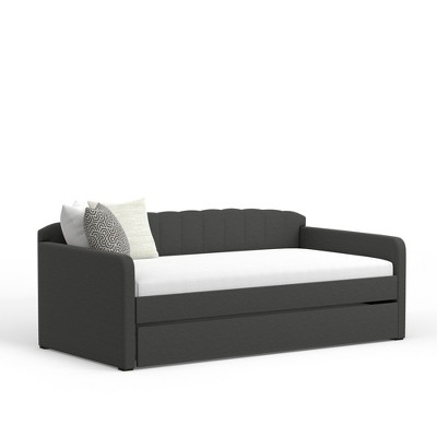 Twin Gray Upholstered Wood Frame Daybed with Tufted Back