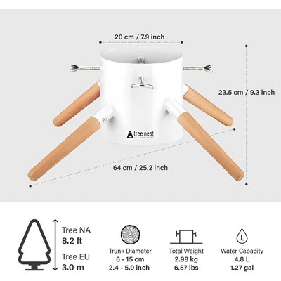 White Metal and Beech Wood Christmas Tree Stand for 10ft Trees
