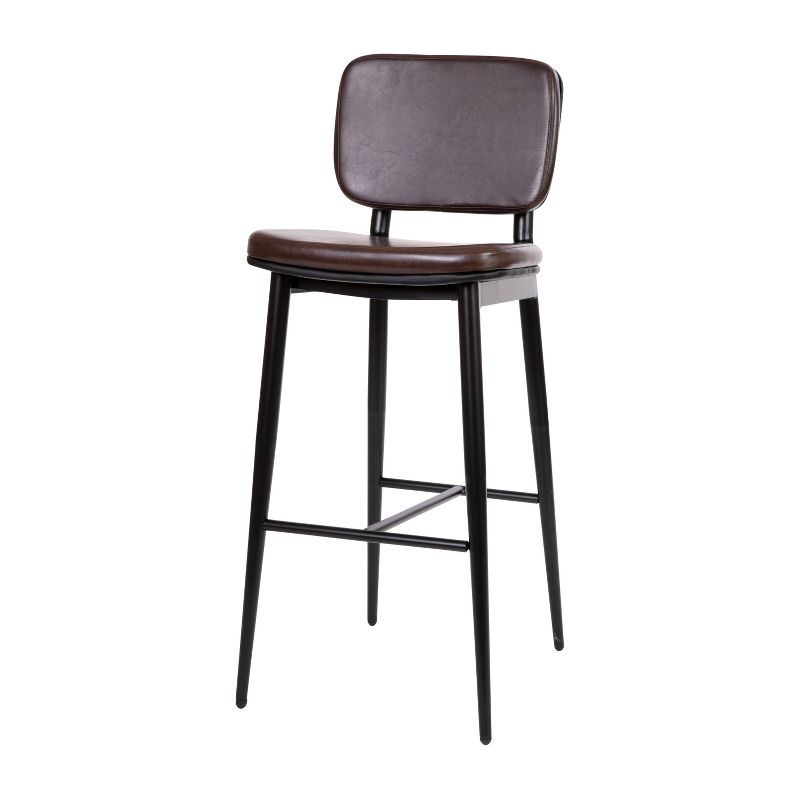 Flash Furniture Kenzie Commercial Grade Mid-Back Barstools - LeatherSoft Upholstery - Iron Frame with Integrated Footrest - Set of 2, 4 of 14