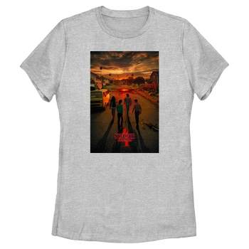 Women's Stranger Things Four Friends Rift Apocalypse Poster T-Shirt