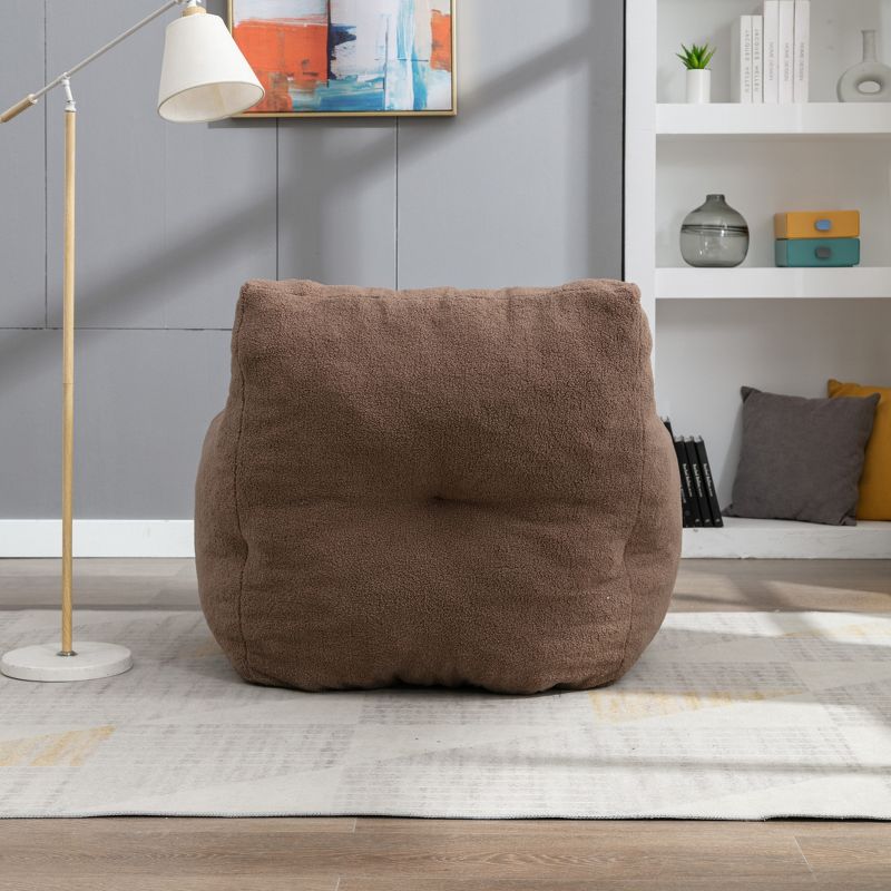 Soft Bean Bag Chairs with Memory Foam, 37" W Teddy/Linen Bean Bag Arm Chair & Fluffy Lazy Sofa 4A - ModernLuxe, 4 of 12