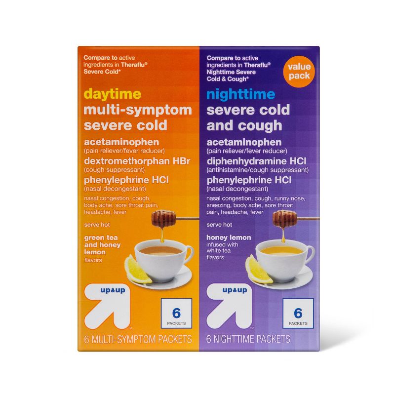 Multi-Symptom Severe Cold Day &#38; Night Combo Powder - Green Tea/Honey Lemon - 6ct/2pk - up &#38; up&#8482;, 1 of 5