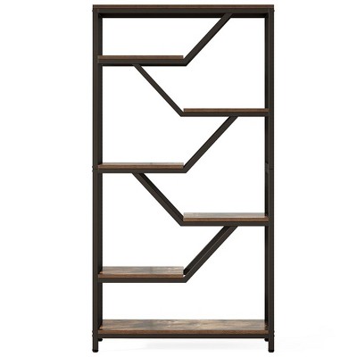 Resenkos Bookshelf, Bookcase Standing Shelf Unts,72" Bookshelf, 6-Tier Bookcase Etagere Open Storage Organizer,Rustic Brown
