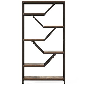 Resenkos Bookshelf, Bookcase Standing Shelf Unts,72" Bookshelf, 6-Tier Bookcase Etagere Open Storage Organizer,Rustic Brown - 1 of 4