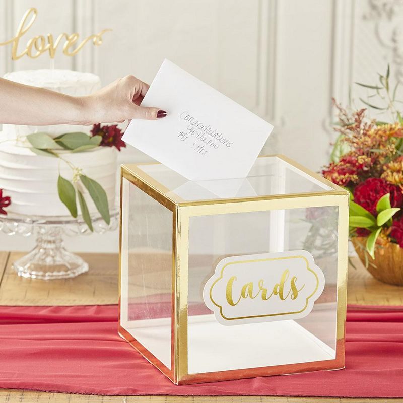 Kate Aspen Gold Frame Collapsible Acrylic Card Box | 18215NA, 2 of 9