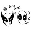 Women's Marvel: Deadpool & Wolverine Best Bubs Black and White Doodles T-Shirt - 2 of 4