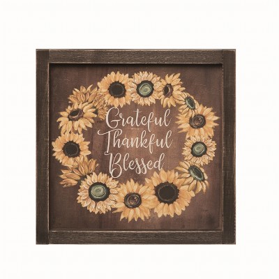 Transpac Wood Multicolor Harvest Sunflower Wall Decor