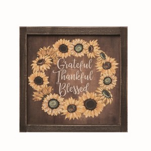Transpac Wood 11.75 in. Multicolor Autumn Sunflower Wall Decor - 1 of 2
