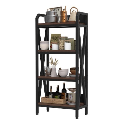 Dolonm 56.30'' Bakers Rack 4-Level Storage Shelves Mental and Wooden Kitchen Shelves, Kitchen Organizers and Storage, for Garage, Pantry, Bathroom