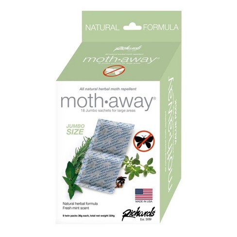 Moth Away Sachets - Nontoxic - 72 Pack (White) (6 Sets of 12 Sachets) - Fresh Mint Scent by Richards Homewares