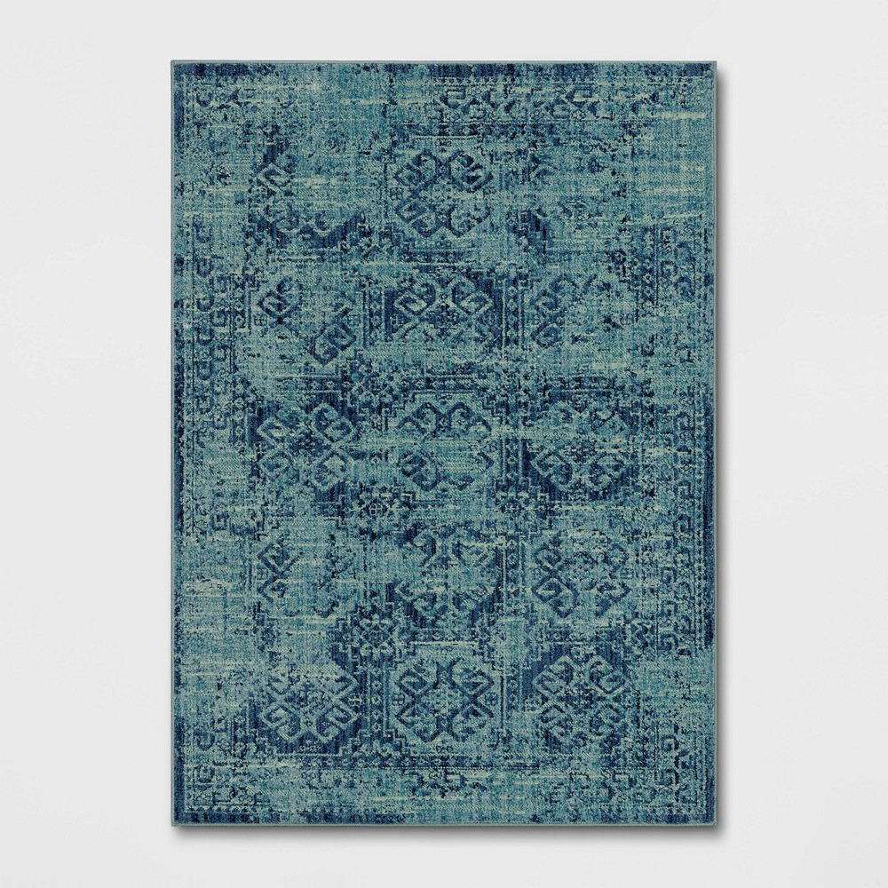 4'x5'6in Overdyed Persian Style Area Rug Turquoise - Threshold™