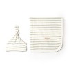 Organic Swaddle Blanket & Hat Set - Sage Stripes - 4 of 4