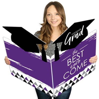 Big Dot of Happiness Purple Grad - Best is Yet to Come - Grad Congratulations Giant Greeting Card - Big Shaped Jumborific Card