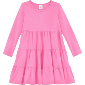 City Threads Girls Soft Jersey Cotton Long Sleeve Tiered Dress - USA-Made Comfortable & Stylish Kids/Toddlers Clothing - 1 of 4