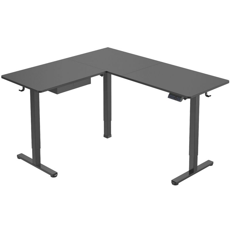 Mount-It! Large Electric Height Adjustable Desk for Corners, Automatic Standing Desk with Smooth Ergonomic Height Adjustment from 28.3" to 46.5", 1 of 9