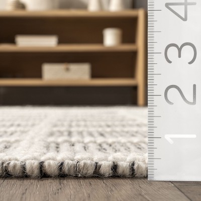 Ivory and Gray Striped Wool Blend 4' x 6' Area Rug
