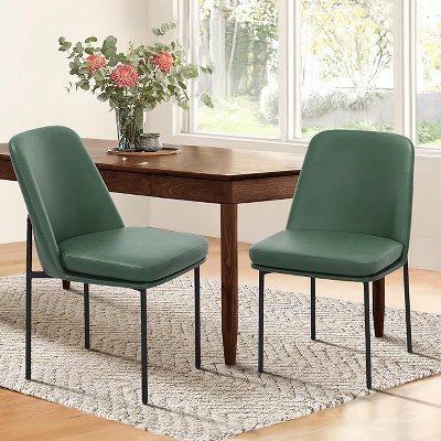 Set of 2 Modern Fabric Dining Chairs with Curved Back and Metal Legs, Upholstered Side Chairs for Dining Room, Kitchen, or Office - Beige