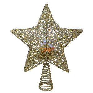 Northlight 13" Lighted Gold Star with Rotating Projector Christmas Tree Topper - Multicolor LED lights - 1 of 4