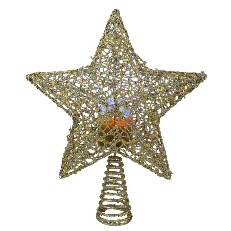 Northlight 13" Lighted Gold Star with Rotating Projector Christmas Tree Topper - Multicolor LED lights, 1 of 7