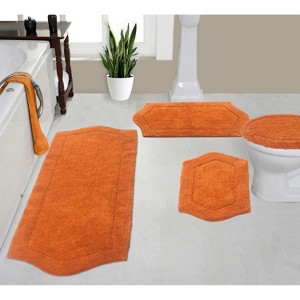 Waterford Tufted Bath Rug, Extra Soft and Absorbent, Non-Slip Bath Mats, Machine Washable bath rugs , 4 Pcs Set with Toilet Lid Cover, Terracotta - 1 of 4