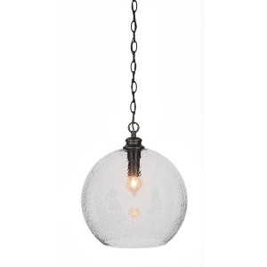 Toltec Lighting Kimbro 1 - Light Pendant in  Matte Black with 13.75" Clear Bubble Shade - 1 of 1