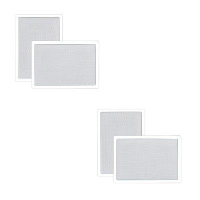  Pyle Home 6.5 Inch 200 Watt 2 Way Square Rectangular In-Wall/ In-Ceiling Flush Mounted Stereo Speaker Pair, White (2 Pack) 