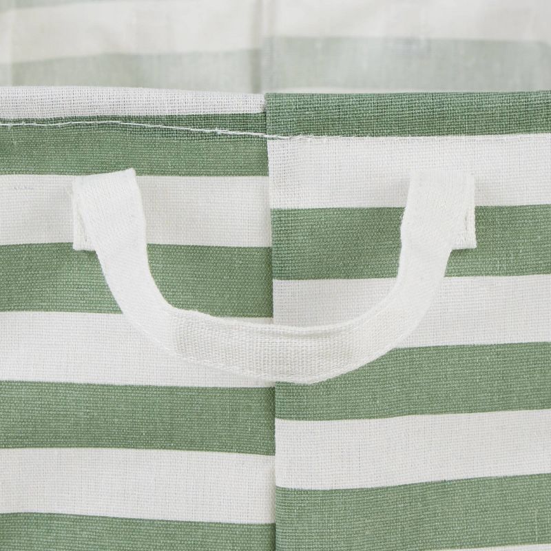 Design Imports Set of 2 Rectangle L 10.5 x 17.5 x 10 Pe Coated Cotton Poly Laundry Bins Stripe Artichoke Green, 3 of 9