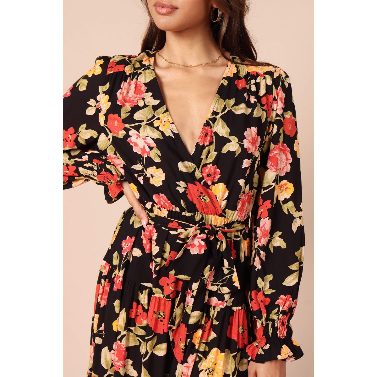 Petal and Pup Women's Wrap Jacket Maxi Dress - Black Floral S - thumbnail 5