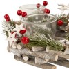 Northlight Frosted Pine Cones, Berries and Stars Christmas Glass Votive Candle Holder - 9" - 4 of 4