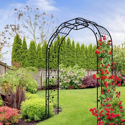 Hrinhom 98.5"H Metal Outdoor Garden Horticultural Arbors Arch Frame