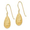 Black Bow Jewelry 15mm Diamond Cut Puffed Teardrop Dangle Earrings in 14k Yellow Gold - 2 of 4