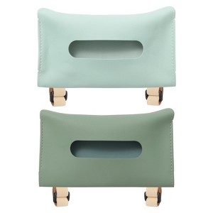 Unique Bargains Car Sun Visor Seat PU Leather Adjustable Elastic Straps Tissue Box Holders 2 Pcs - 1 of 4