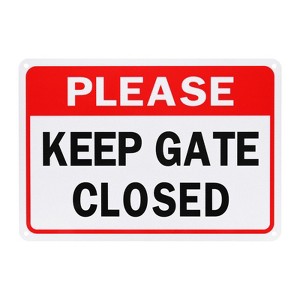 Unique Bargains Home Aluminum Reflective Please Keep Gate Closed Sign 10" x 7" - 1 of 4