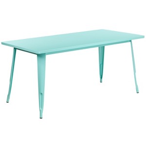 Emma and Oliver Commercial 31.5" x 63" Rectangular Colorful Metal Indoor-Outdoor Dining Table - 1 of 4