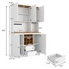 69'' Tall Kitchen Pantry Storage Cabinet, Kitchen Hutch Bar Cabinet with Microwave Stand, Wood Buffet Sideboard with Power Outlet for Dining Room - 2 of 4