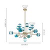 Rennnsan Veyla 38" W 13 -Light Gradient Blue Glass Dimmable Mid-Century Bubble Chandelier in Black & Brass Gold - 3 of 4