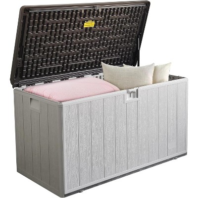 MaseiKar 50 Gallon Waterproof Deck Box, Lockable Resin Storage Box for Patio Furniture Cushions Garden Tools and Outdoor Delivery Storage