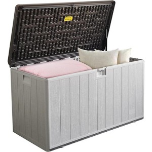 MaseiKar 50 Gallon Waterproof Deck Box, Lockable Resin Storage Box for Patio Furniture Cushions Garden Tools and Outdoor Delivery Storage - 1 of 4