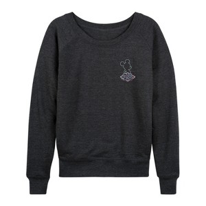 Women's - Disney - Mickey Mouse Lightweight French Terry Wide Neck Long Sleeve Shirt - 1 of 4