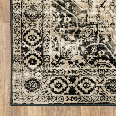 Georgia Grey and Black Traditional Polypropylene Area Rug 3'10" x 5'5"