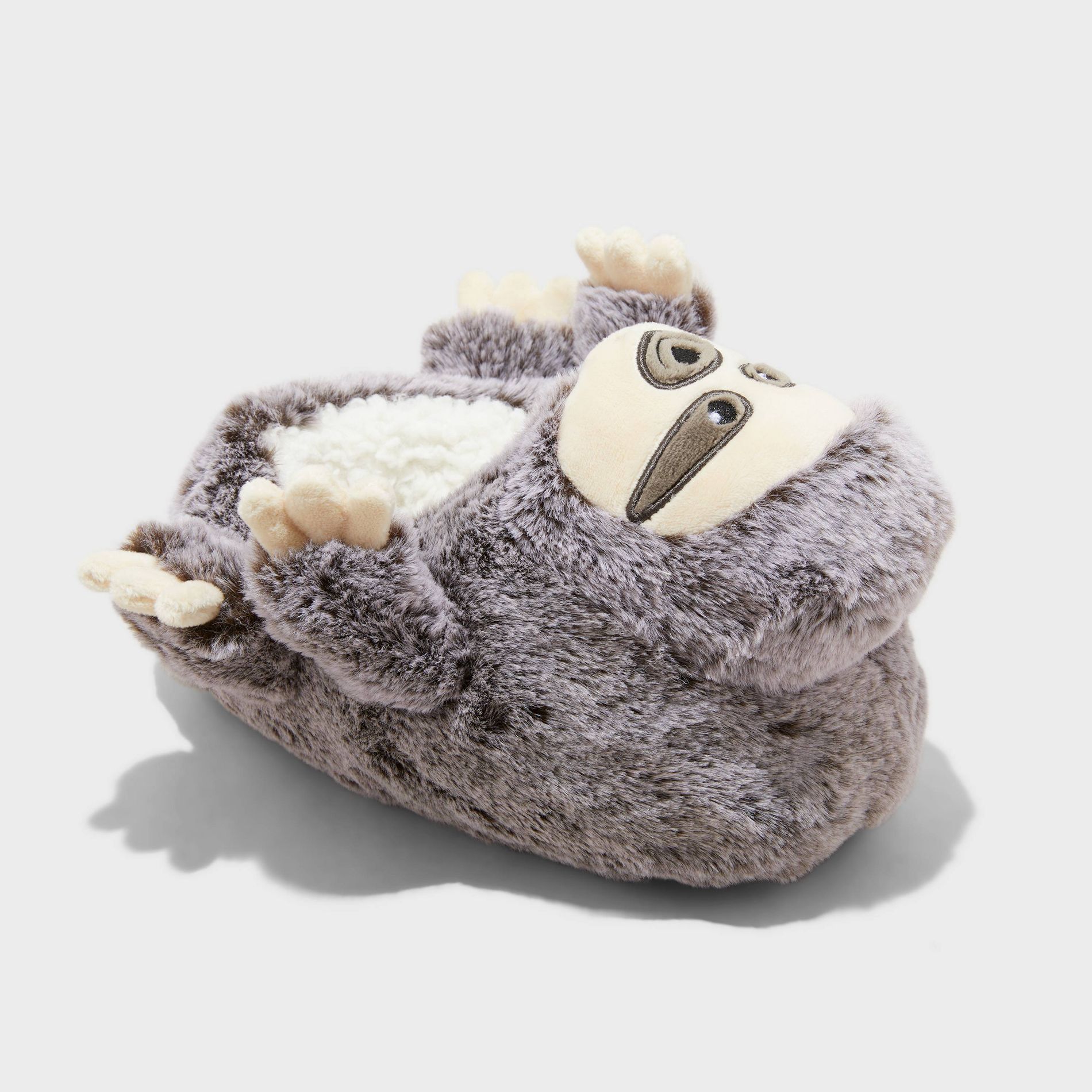 Boys' Sloth Print Loafer Slippers - Cat & Jack™ Brown 2-3: Machine Washable, Non-Marking Sole