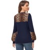 Clearlove Women's Leopard Print Tunic Tops Casual Color Block Blouse Long Sleeve T Shirt - 3 of 4