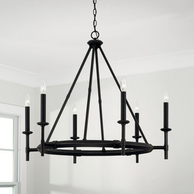 Brushed Black Iron 6-Light Candle Chandelier