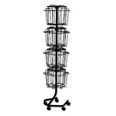 Safco Wire Rotary Display Racks 16 Compartments 15w x 15d x 60h Charcoal 4139CH