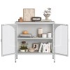 Metal Sideboard Cabinet, Accent Storage Cabinet with doors, Modern Coffee Bar Cabinet with Adjustable Shelves 200lbs Capacity for Kitchen-The Pop Home - 3 of 4